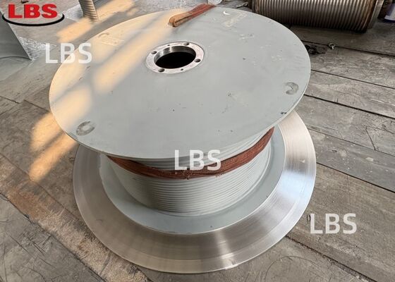 Right-Hand 45° Lebus Grooved Winch Drum Q355B Steel 2.8T Max Tension 30 Wraps for 10.3mm Cable Hoisting