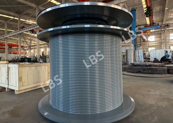 High Precision Double-Fold Lebus Grooved Winch Drum Q355D Tower Crane Winch Drum With Brake Disc Assembly